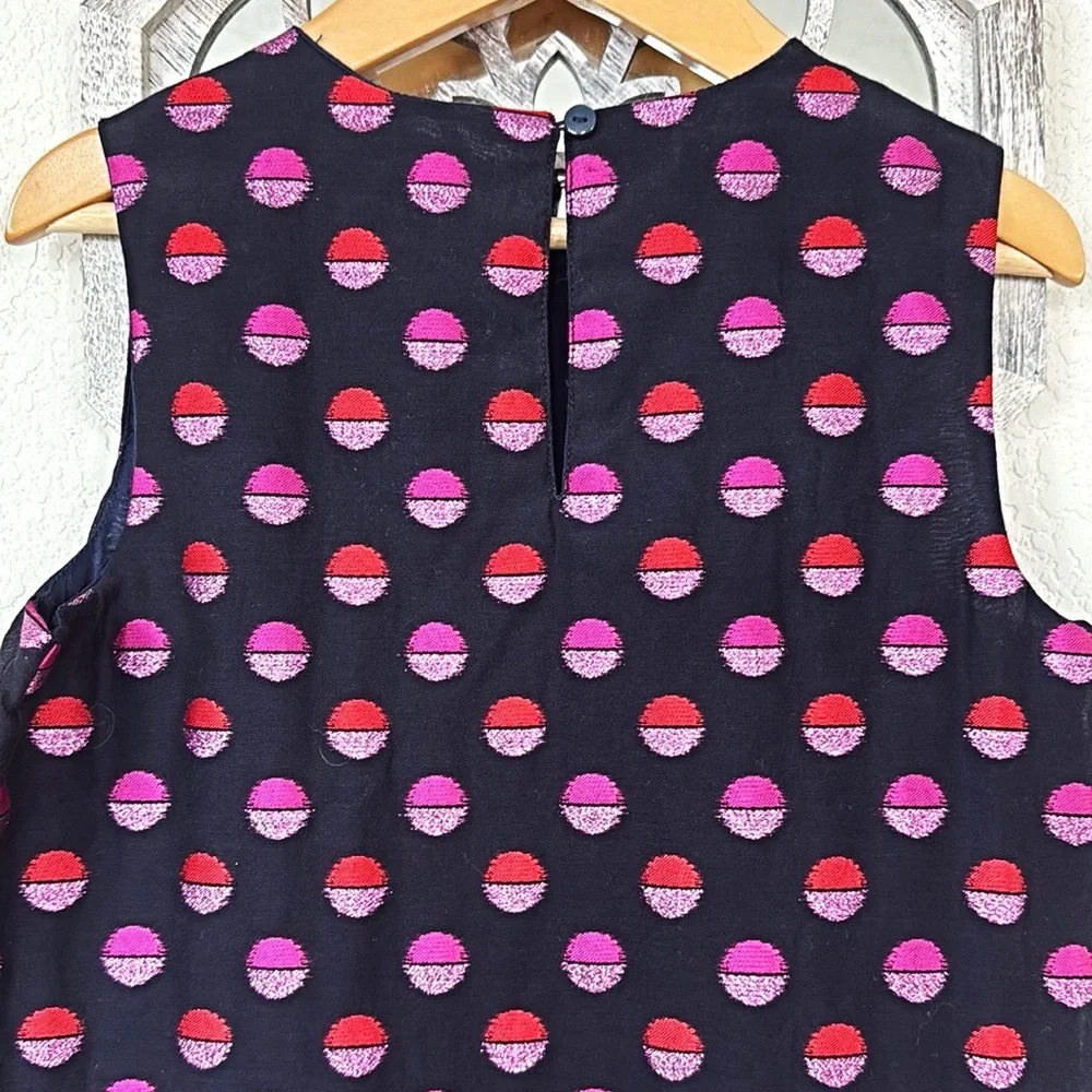 Gymboree • Navy and Pink Polka Dot Ruffle Sleeveless Girly Preppy Party Neck